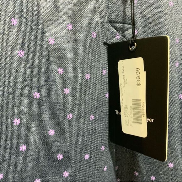 MWT FootJoy Mens Blue Purple Floral Polyester Spandex Mesh Golf Polo Shirt 2XL - Picture 3 of 7